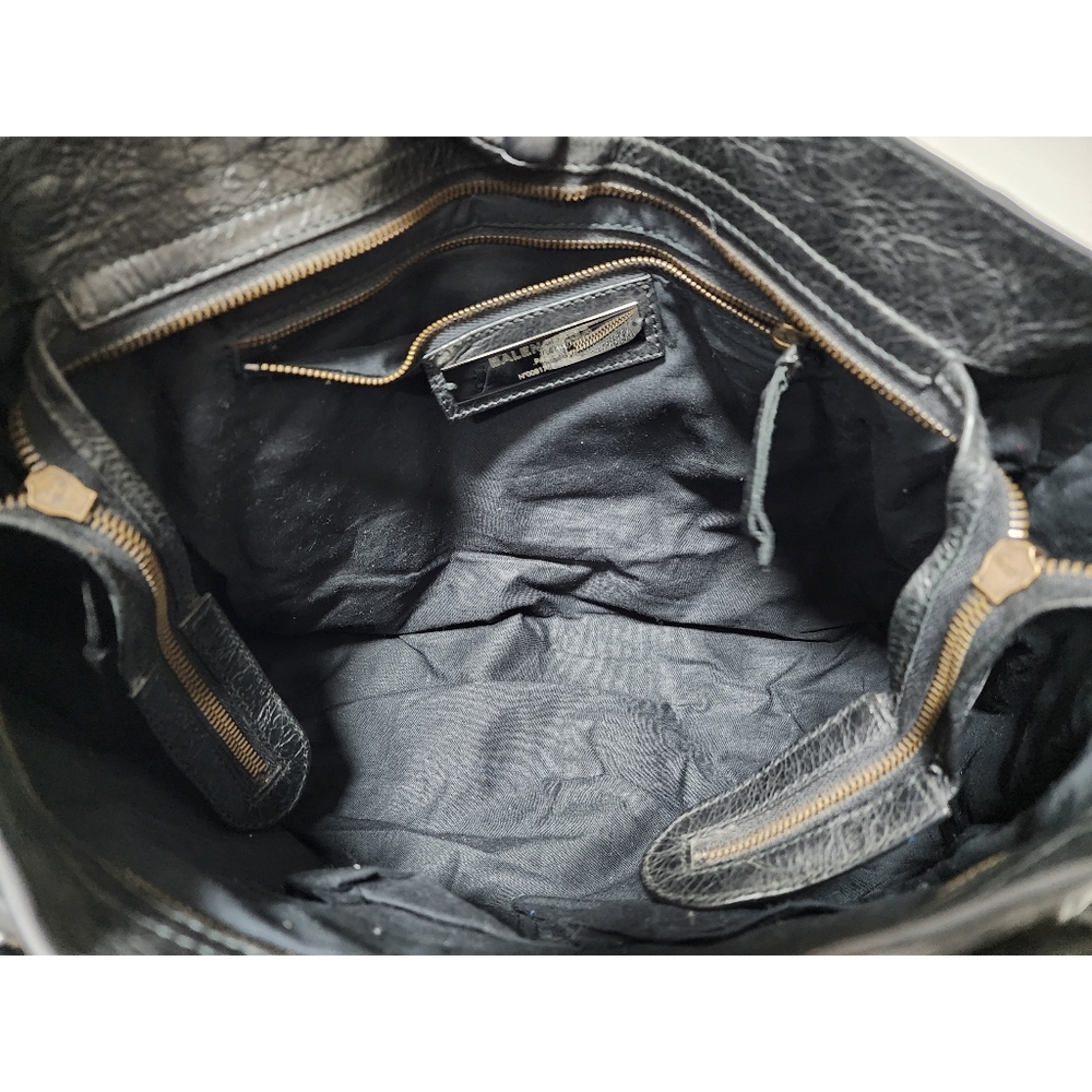 BALENCIAGA Anthracite Lambskin Leather Motorcycle Part Time Satchel Bag Black - Picture 15 of 15